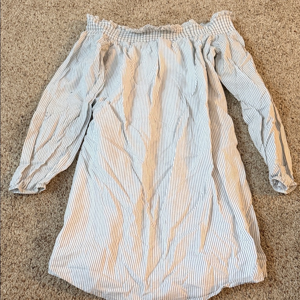 Express Off-Shoulder Dress with Black and White Stripes